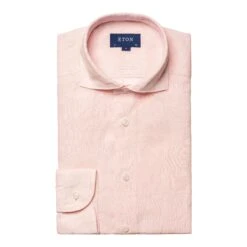 Pink Solid Linen Contemporary Fit Shirt - ETON