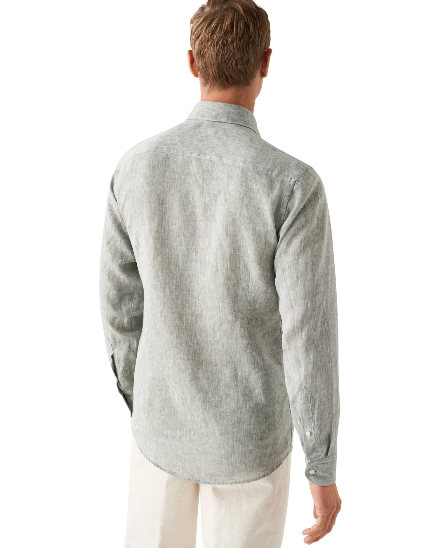 Mid Green Solid Linen Contemporary Fit Shirt - ETON 5 Mid Green Solid Linen Contemporary Fit Shirt - ETON - Image 3