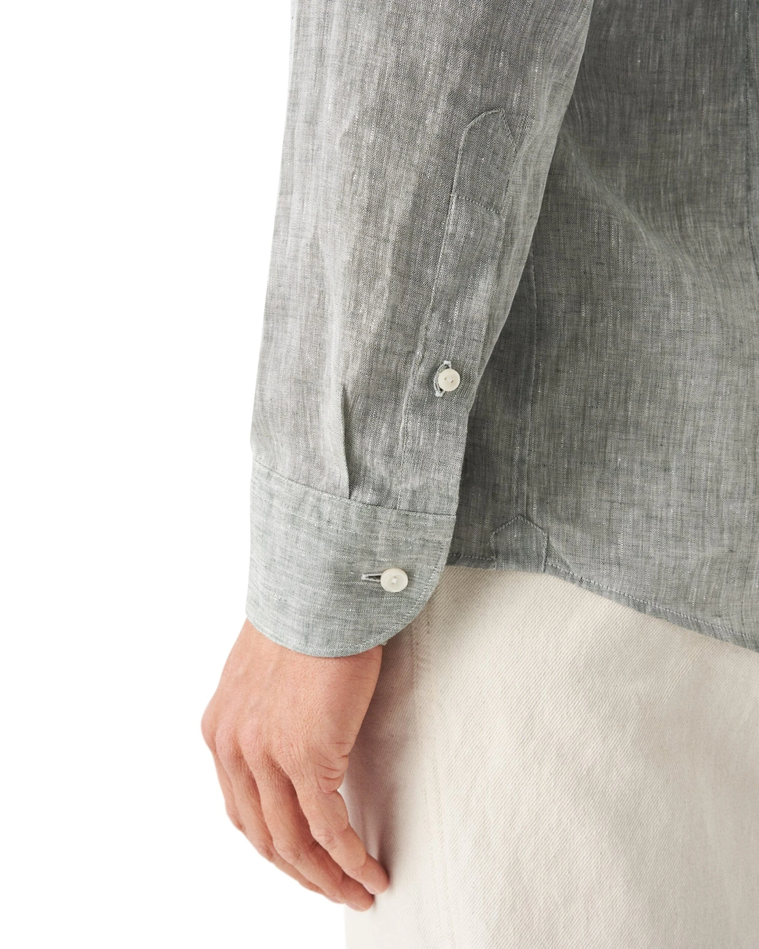 Mid Green Solid Linen Contemporary Fit Shirt - ETON 7 Mid Green Solid Linen Contemporary Fit Shirt - ETON - Image 5