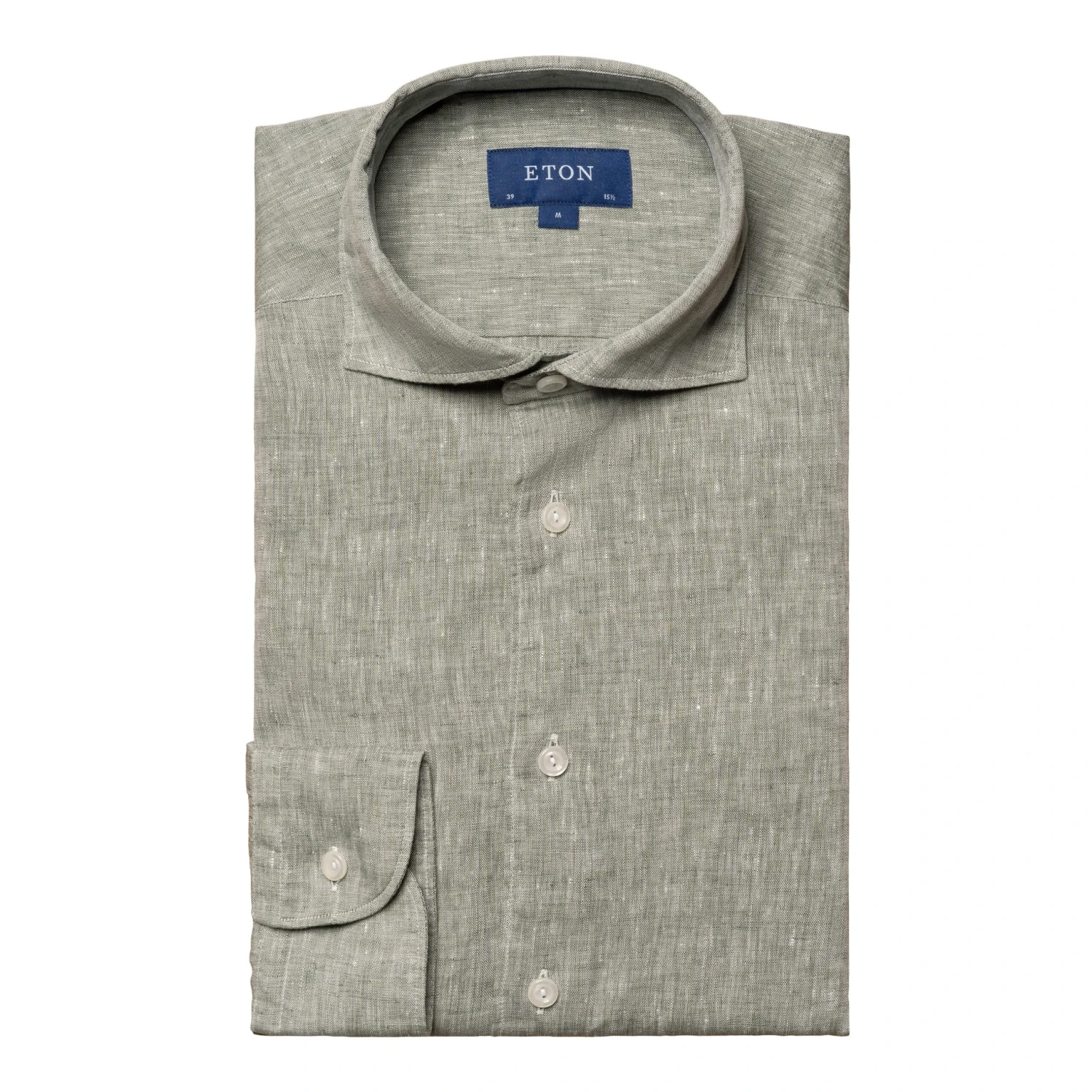 Mid Green Solid Linen Slim Fit Shirt - ETON 3 Mid Green Solid Linen Slim Fit Shirt - ETON