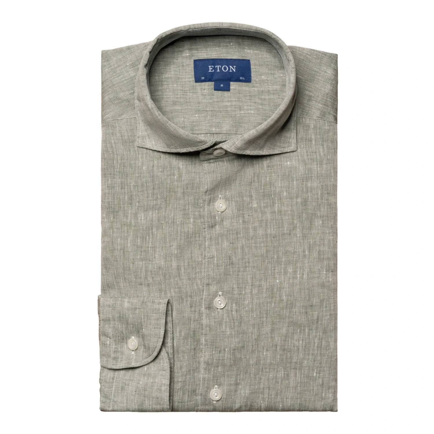 Mid Green Solid Linen Contemporary Fit Shirt - ETON 3 Mid Green Solid Linen Contemporary Fit Shirt - ETON