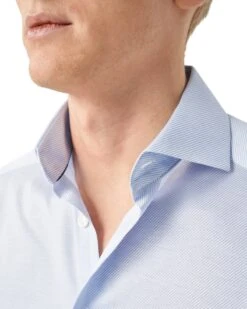 Light Blue King Knit Slim Fit Shirt - ETON 12 Light Blue King Knit Slim Fit Shirt - ETON -ETON Store F0598 21 10001132121 mshco 1 w