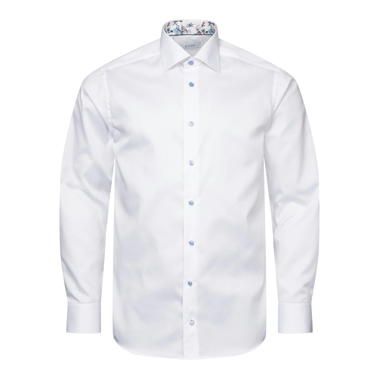 White Floral Print Effect Solid Signature Twill Slim Fit Shirt - ETON 6 White Floral Print Effect Solid Signature Twill Slim Fit Shirt - ETON - Image 4