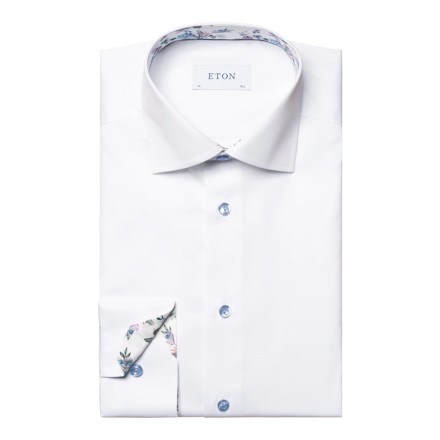 White Floral Print Effect Solid Signature Twill Slim Fit Shirt - ETON 3 White Floral Print Effect Solid Signature Twill Slim Fit Shirt - ETON