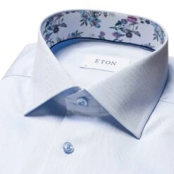 Blue Floral Print Effect Solid Signature Twill Slim Fit Shirt - ETON 7 Blue Floral Print Effect Solid Signature Twill Slim Fit Shirt - ETON -ETON Store F3001 21 10001168321 tshco 1 w b7a7248a 8b80 4b92 a81d 0fae09776dbb