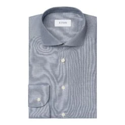 Navy Semi-Solid Signature Oxford Slim Fit Shirt - ETON