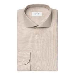Beige Semi-Solid Signature Oxford Slim Fit Shirt - ETON