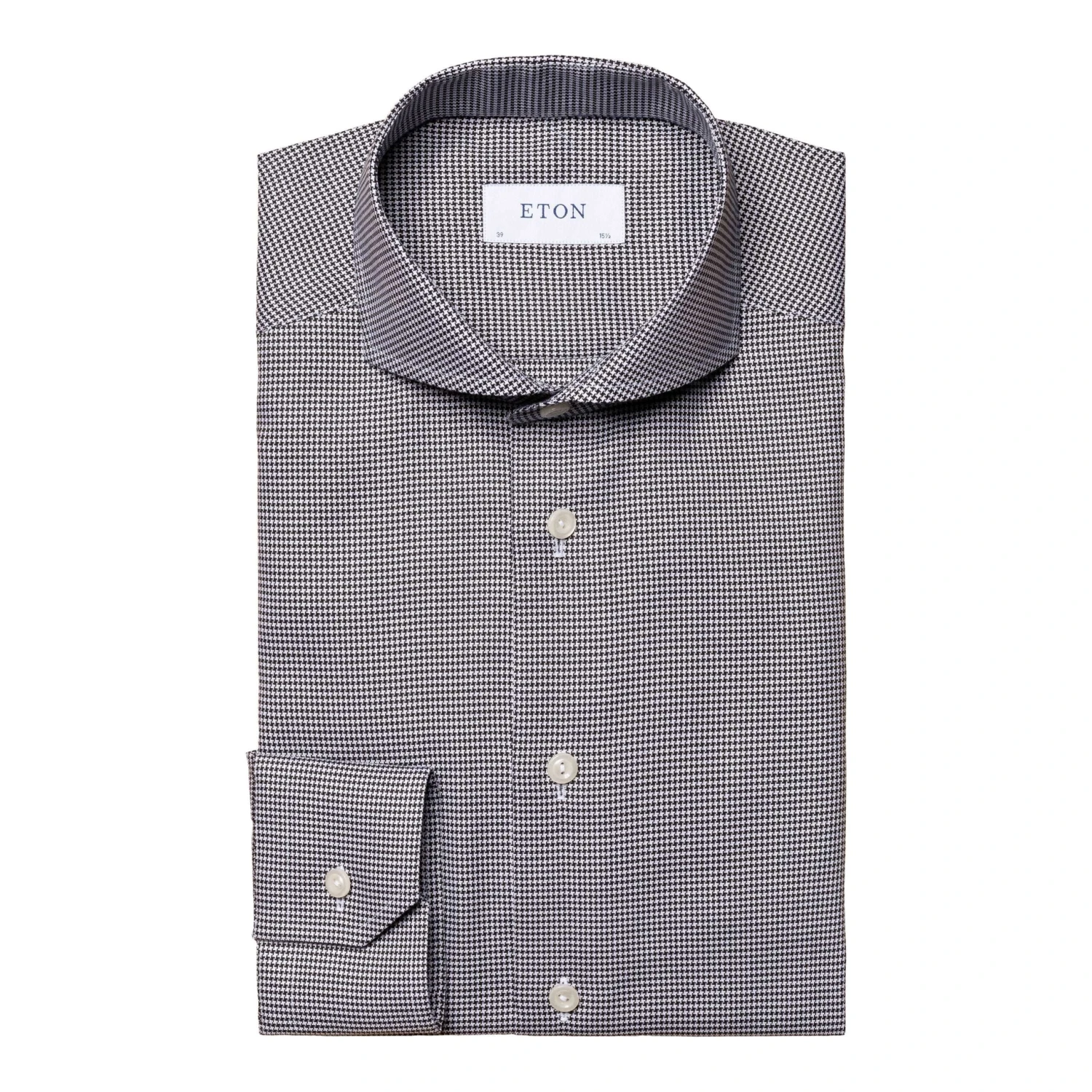 Black Houndstooth Signature Twill Shirt Slim Fit - ETON 3 Black Houndstooth Signature Twill Shirt Slim Fit - ETON