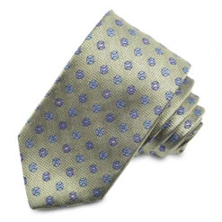 Green Floral Medallion Woven Jacquard Silk Tie - DION