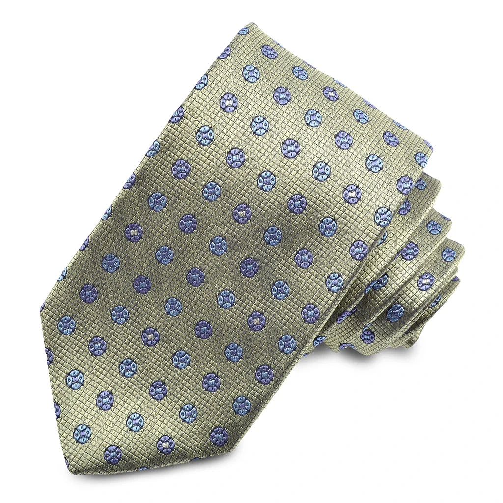 Green Floral Medallion Woven Jacquard Silk Tie - DION 3 Green Floral Medallion Woven Jacquard Silk Tie - DION