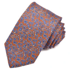 Melon & Blue Bouquet Teardrop Paisley Silk Tie