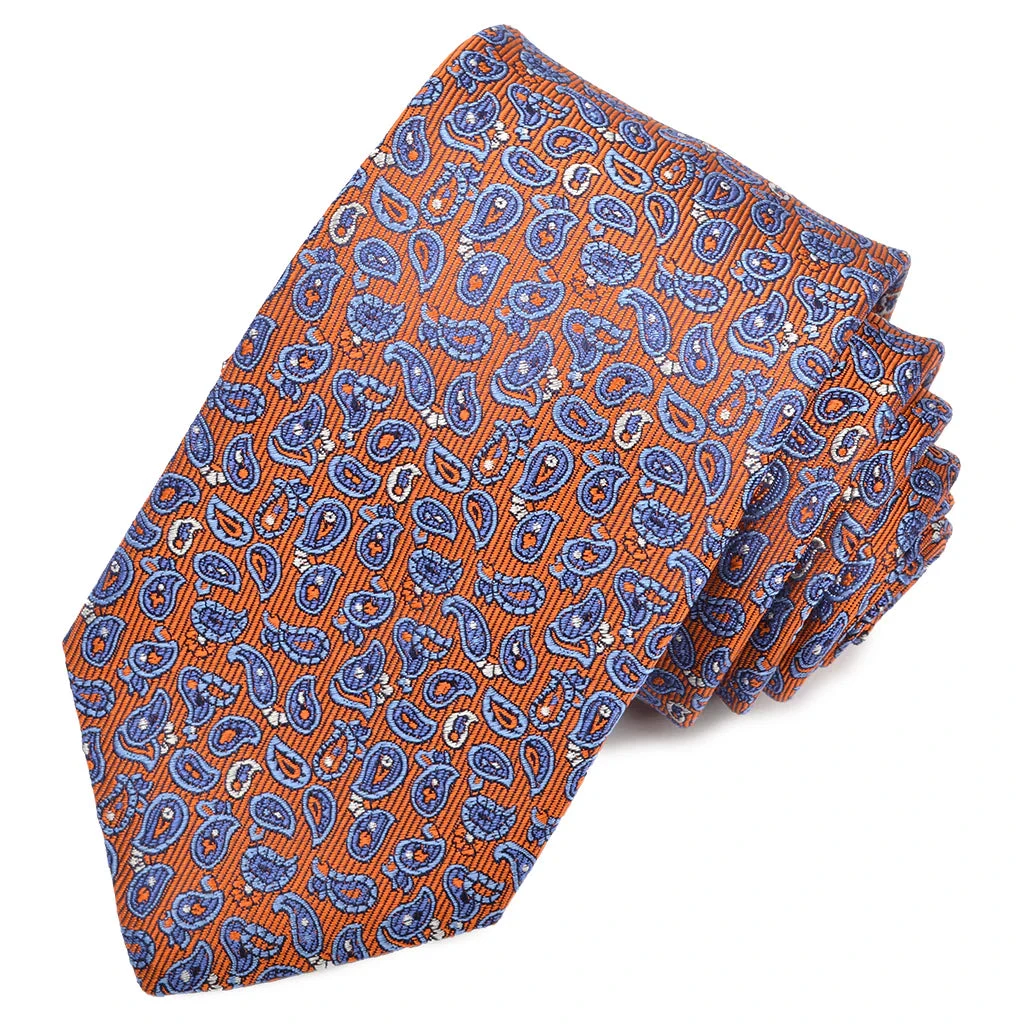 Melon & Blue Bouquet Teardrop Paisley Silk Tie 3 Melon & Blue Bouquet Teardrop Paisley Silk Tie