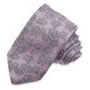 Pink & Gray Hibiscus Flower Woven Jacquard Silk Tie