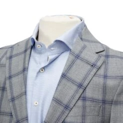 Gray With Mid-Blue Check Midland Contemporary Fit Sport Coat - Jack Victor 8 Gray With Mid-Blue Check Midland Contemporary Fit Sport Coat - Jack Victor -ETON Store GRAY JACK VICTOR MIDLAND 2