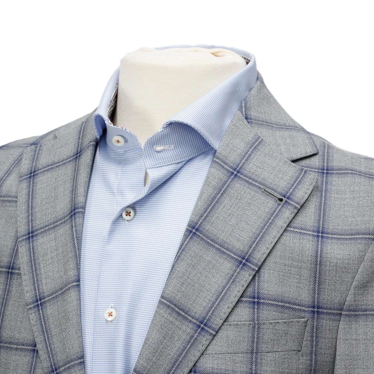 Gray With Mid-Blue Check Midland Contemporary Fit Sport Coat - Jack Victor 4 Gray With Mid-Blue Check Midland Contemporary Fit Sport Coat - Jack Victor - Image 2