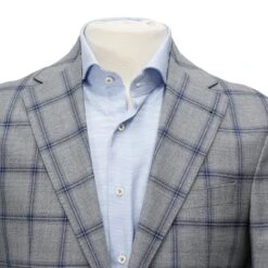Gray With Mid-Blue Check Midland Contemporary Fit Sport Coat - Jack Victor 10 Gray With Mid-Blue Check Midland Contemporary Fit Sport Coat - Jack Victor -ETON Store GRAY JACK VICTOR MIDLAND 3