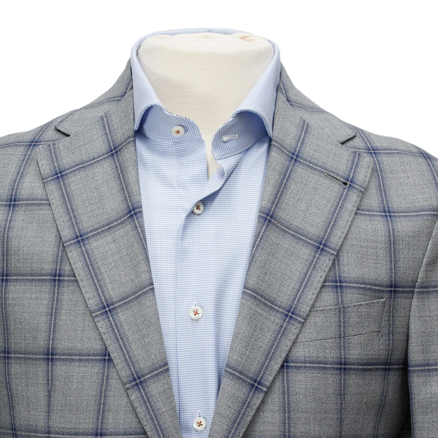 Gray With Mid-Blue Check Midland Contemporary Fit Sport Coat - Jack Victor 6 Gray With Mid-Blue Check Midland Contemporary Fit Sport Coat - Jack Victor - Image 4