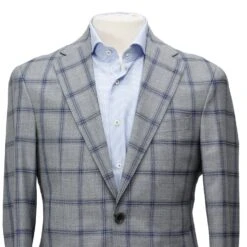 Gray With Mid-Blue Check Midland Contemporary Fit Sport Coat - Jack Victor 11 Gray With Mid-Blue Check Midland Contemporary Fit Sport Coat - Jack Victor -ETON Store GRAY JACK VICTOR MIDLAND 4