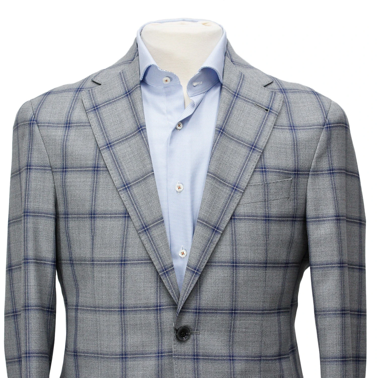 Gray With Mid-Blue Check Midland Contemporary Fit Sport Coat - Jack Victor 7 Gray With Mid-Blue Check Midland Contemporary Fit Sport Coat - Jack Victor - Image 5