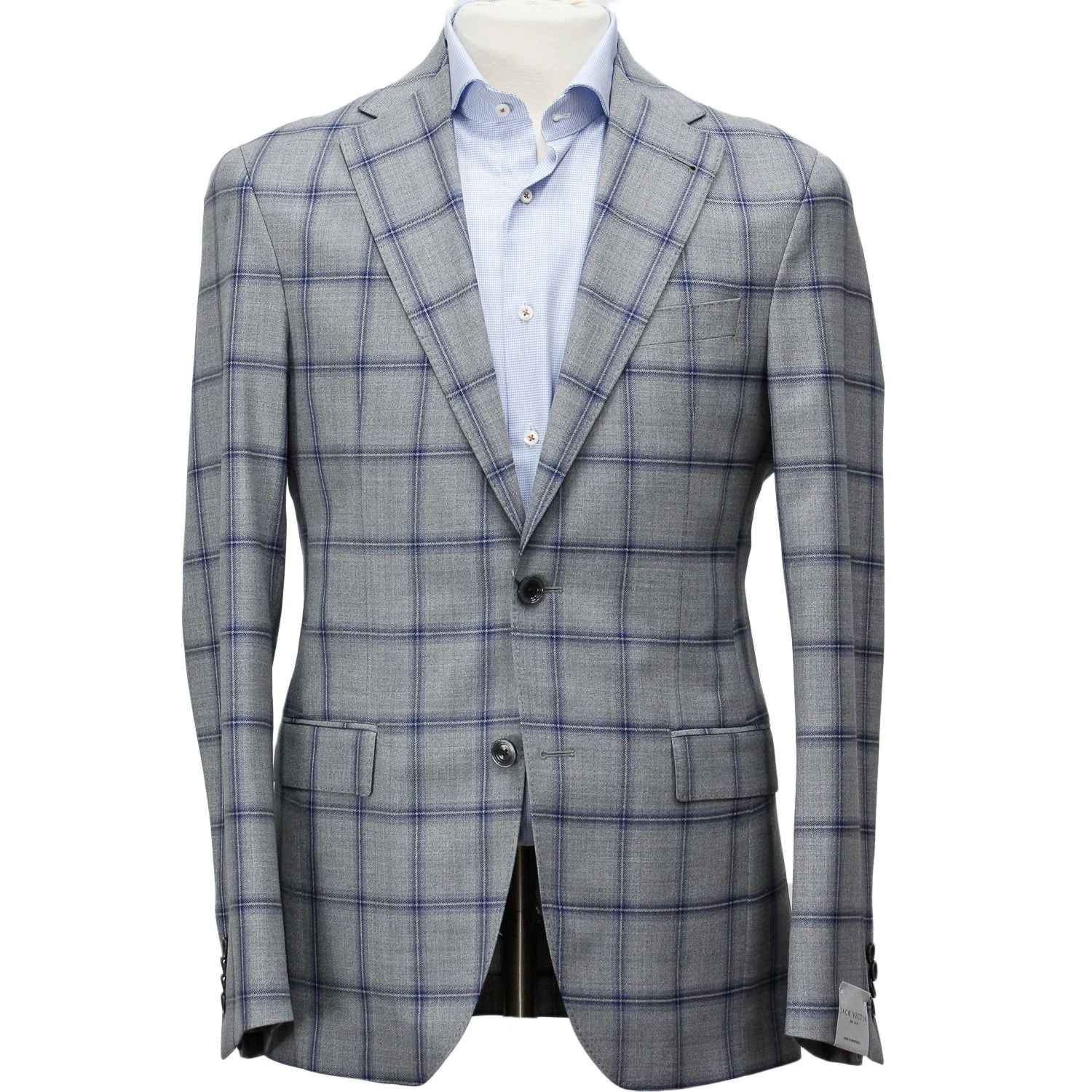 Gray With Mid-Blue Check Midland Contemporary Fit Sport Coat - Jack Victor 3 Gray With Mid-Blue Check Midland Contemporary Fit Sport Coat - Jack Victor
