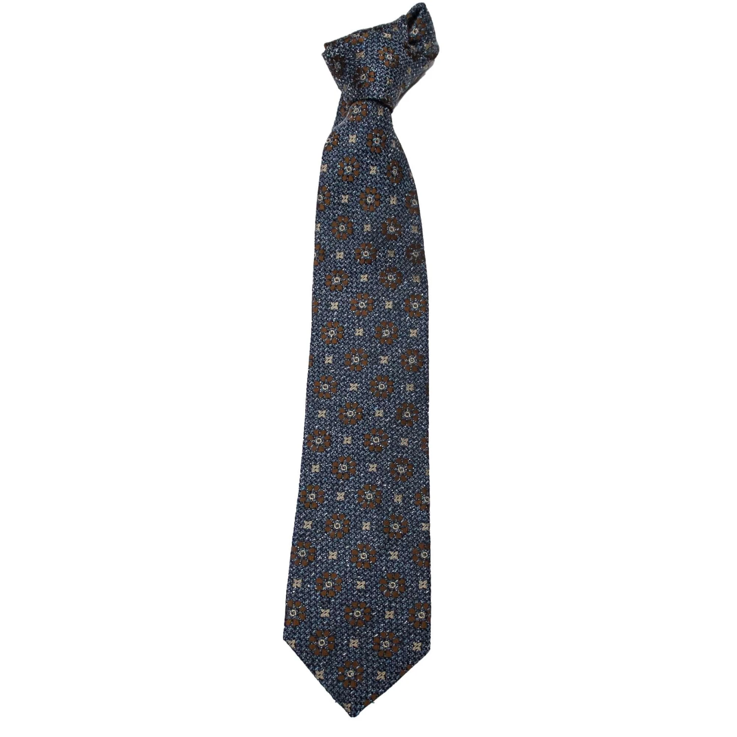 Blue Floral Grenadine Silk Woven Tie - Paolo Albizzati 3 Blue Floral Grenadine Silk Woven Tie - Paolo Albizzati