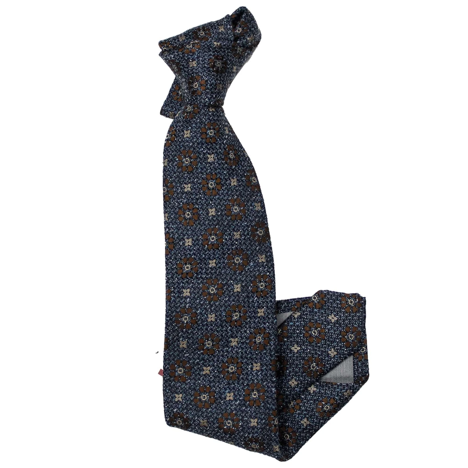 Blue Floral Grenadine Silk Woven Tie - Paolo Albizzati 4 Blue Floral Grenadine Silk Woven Tie - Paolo Albizzati - Image 2