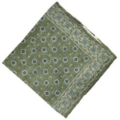 Juniper Green Reversible Silk Hankie - Paolo Albizzati