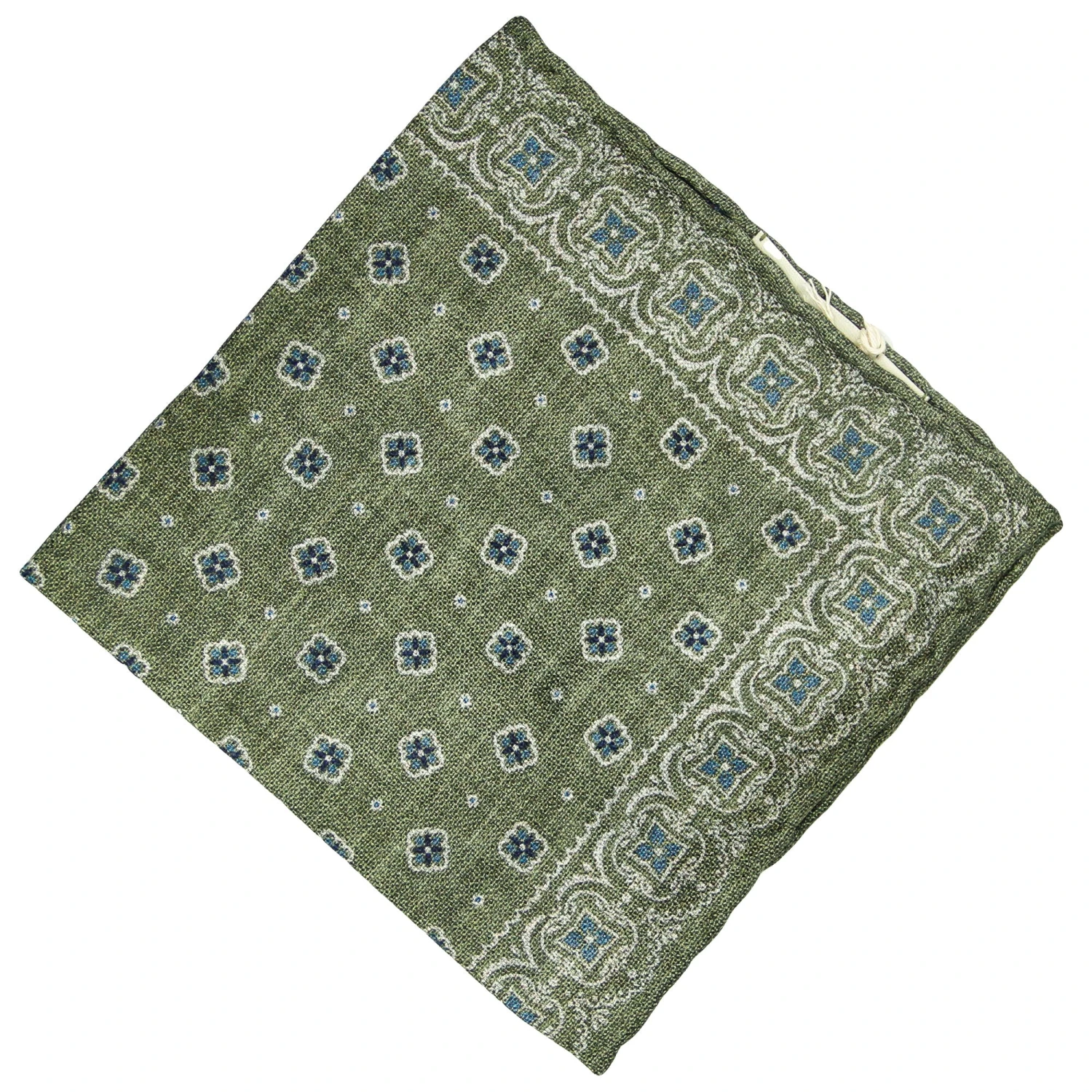 Juniper Green Reversible Silk Hankie - Paolo Albizzati 3 Juniper Green Reversible Silk Hankie - Paolo Albizzati