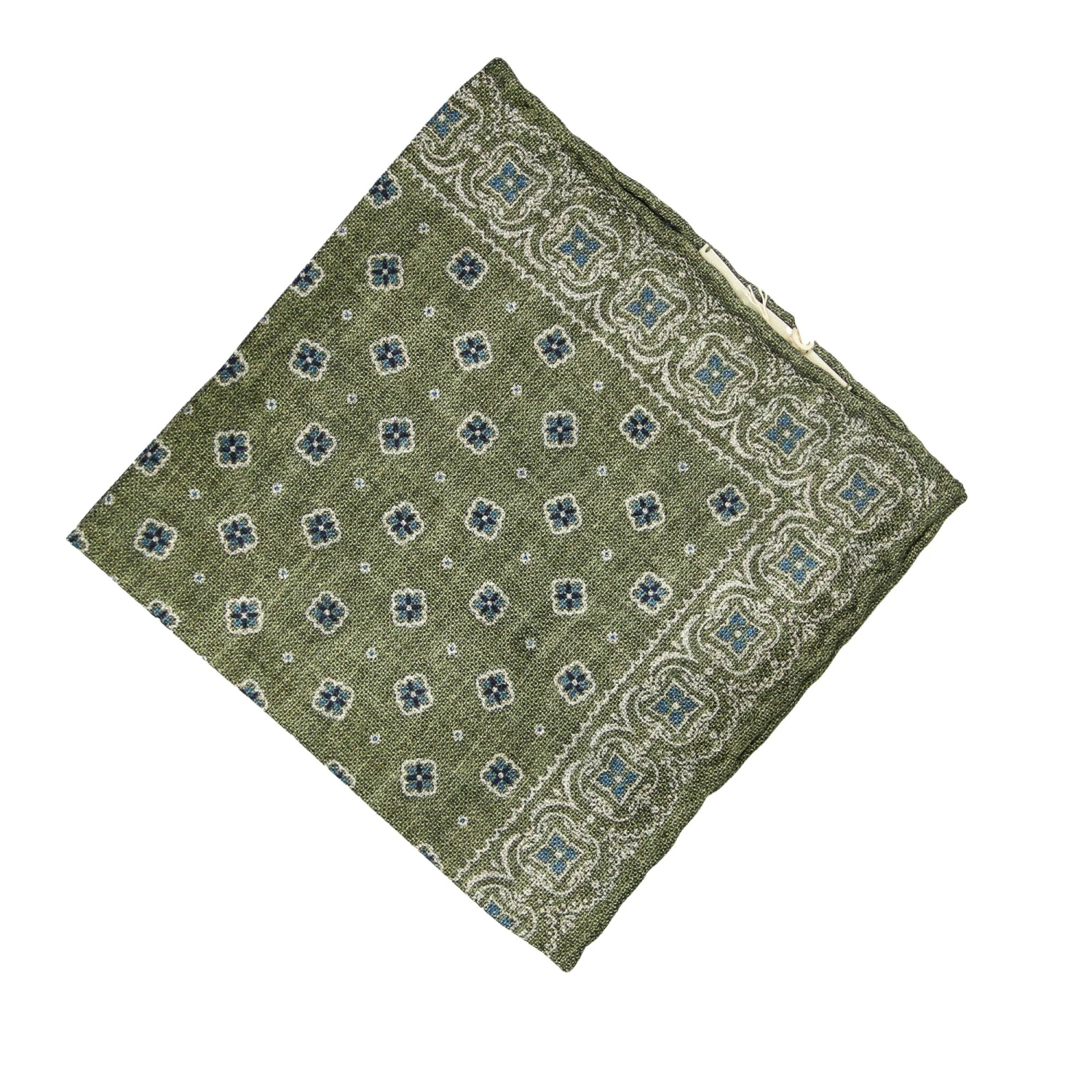 Juniper Green Reversible Silk Hankie - Paolo Albizzati 4 Juniper Green Reversible Silk Hankie - Paolo Albizzati - Image 2
