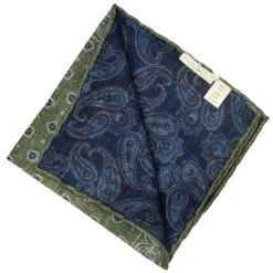 Juniper Green Reversible Silk Hankie - Paolo Albizzati 10 Juniper Green Reversible Silk Hankie - Paolo Albizzati -ETON Store Green PAOLO ALBIZZATI 4