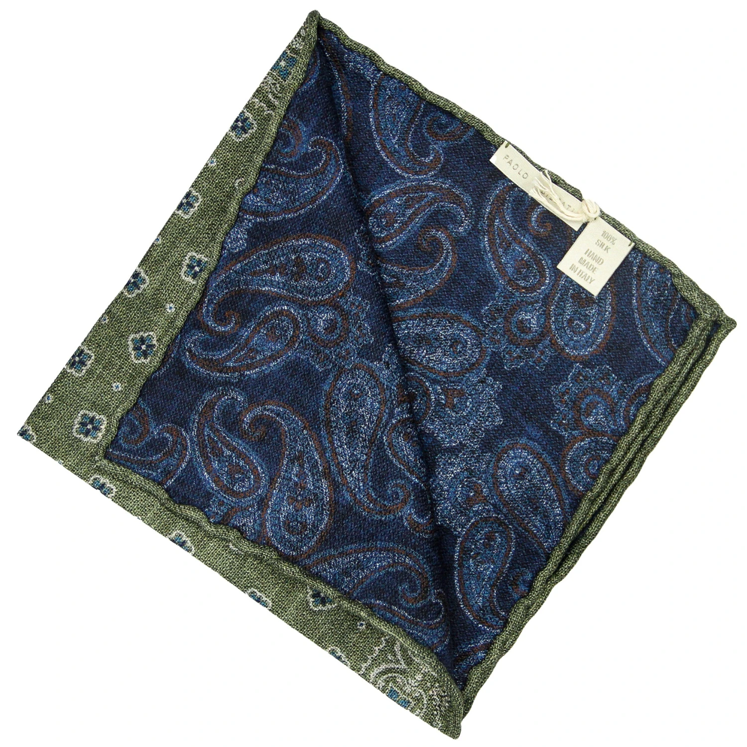 Juniper Green Reversible Silk Hankie - Paolo Albizzati 6 Juniper Green Reversible Silk Hankie - Paolo Albizzati - Image 4
