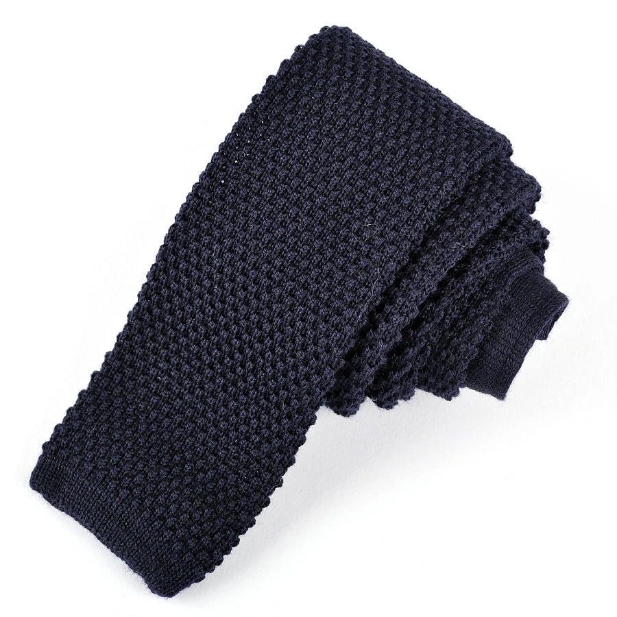 Blue Wool Knit Tie - DION 4 Blue Wool Knit Tie - DION - Image 2