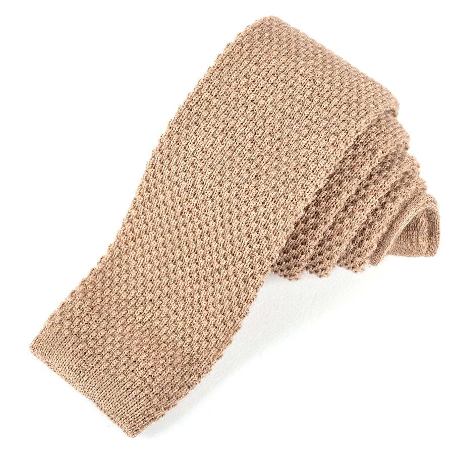 Beige Wool Knit Tie - DION 3 Beige Wool Knit Tie - DION