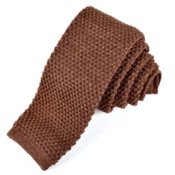 Chocolate Brown Wool Knit Tie - DION