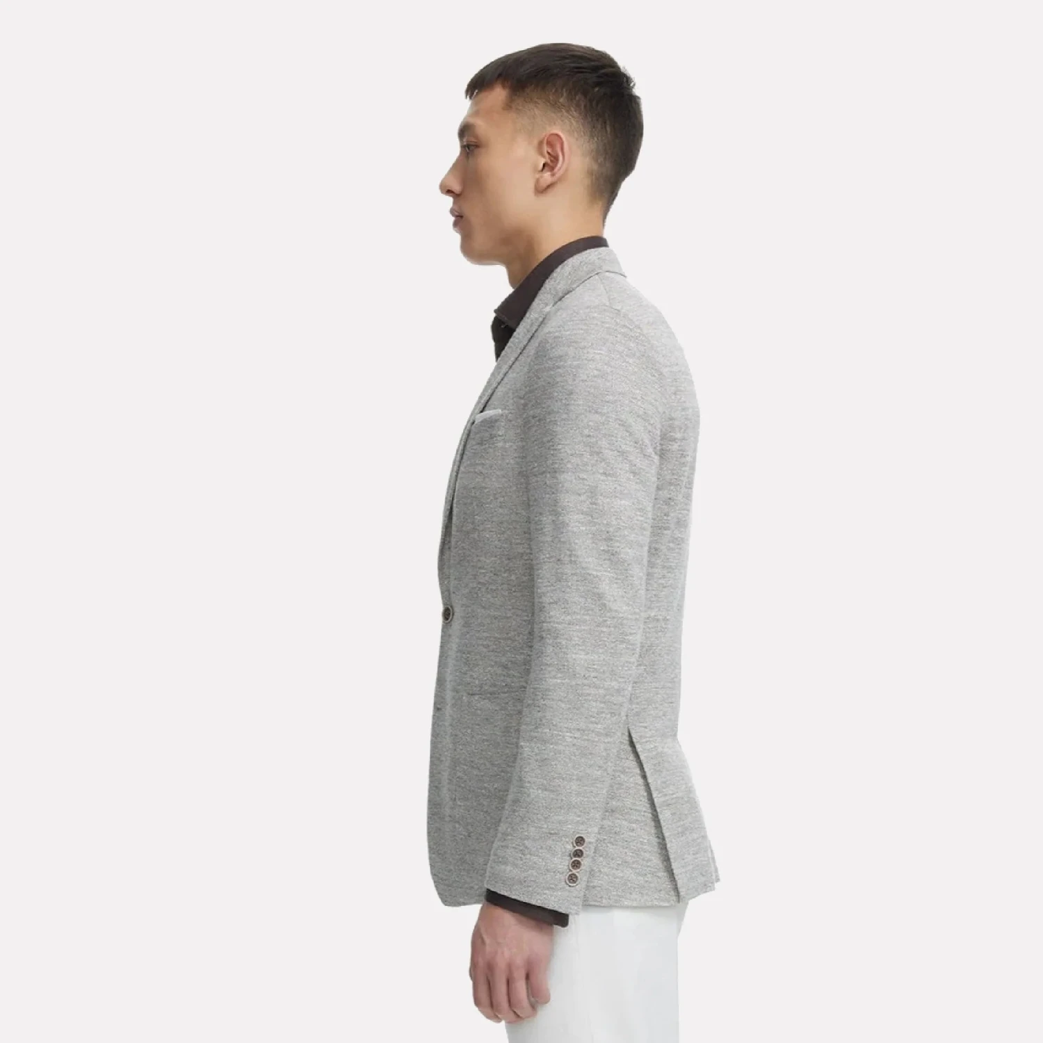 Gray Mouliné Hampton Contemporary Fit Comfortwear Knit Linen Blazer - Jack Victor 5 Gray Mouliné Hampton Contemporary Fit Comfortwear Knit Linen Blazer - Jack Victor - Image 3