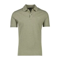 Paul&Shark Sage Green Melange Cotton Polo Shirt - PAUL & SHARK