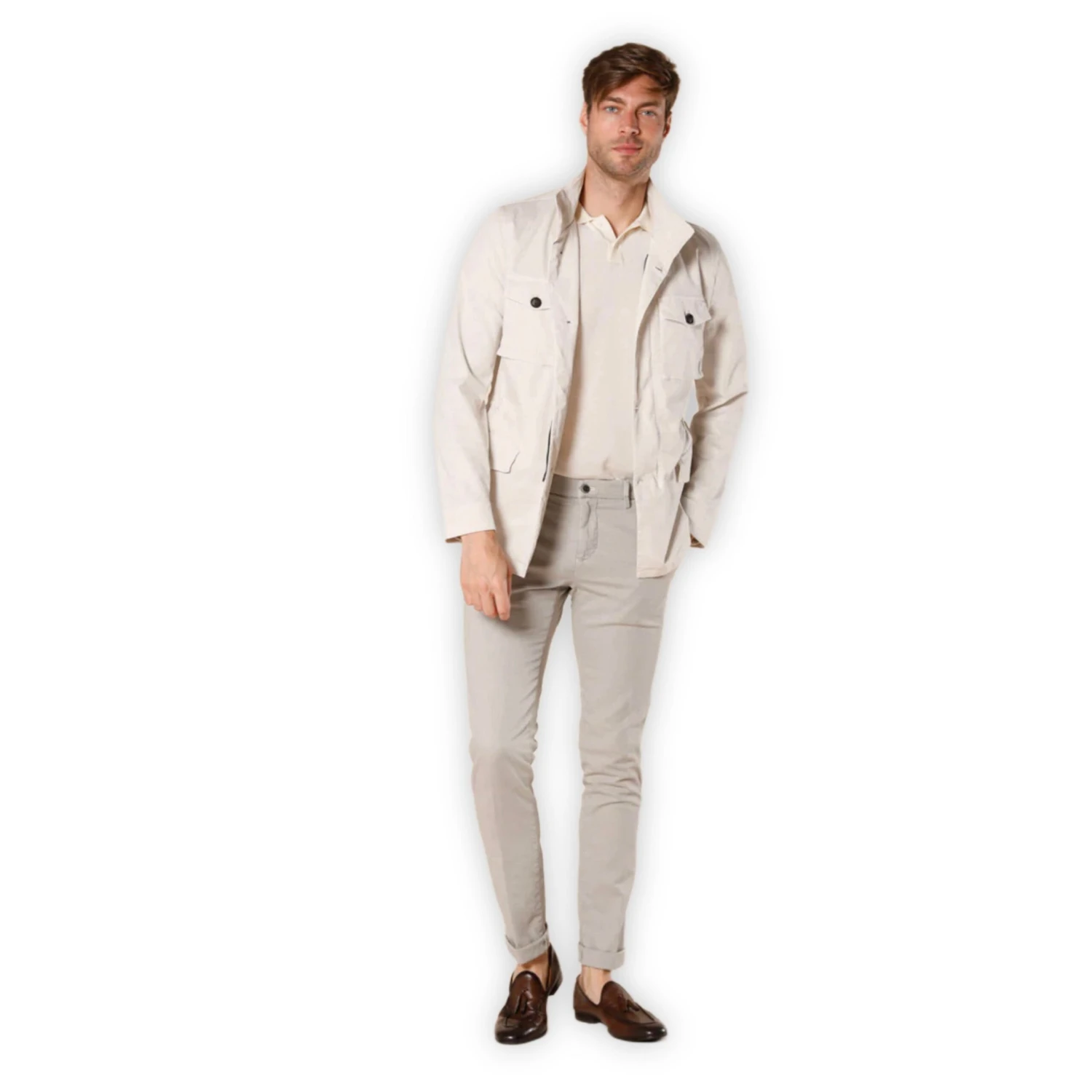 Gray Houndstooth Pattern Cotton-Stretch Milano Style Chino - Mason's 4 Gray Houndstooth Pattern Cotton-Stretch Milano Style Chino - Mason's - Image 2