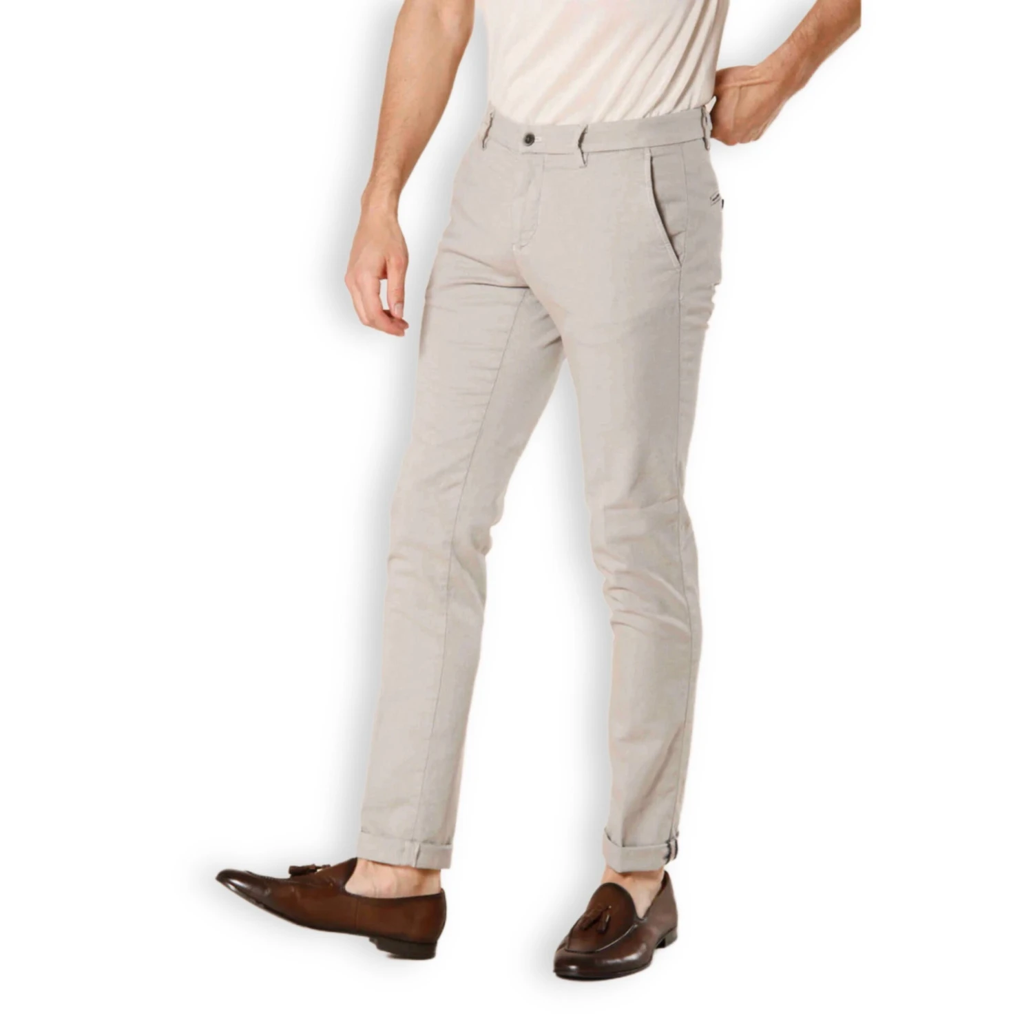 Gray Houndstooth Pattern Cotton-Stretch Milano Style Chino - Mason's 5 Gray Houndstooth Pattern Cotton-Stretch Milano Style Chino - Mason's - Image 3