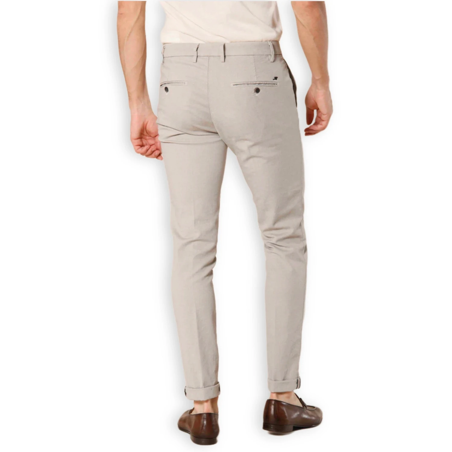 Gray Houndstooth Pattern Cotton-Stretch Milano Style Chino - Mason's 6 Gray Houndstooth Pattern Cotton-Stretch Milano Style Chino - Mason's - Image 4