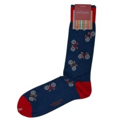 Denim Blue Bike Motif Pima Cotton Mid-Calf Socks - Marcoliani 7 Denim Blue Bike Motif Pima Cotton Mid-Calf Socks - Marcoliani -ETON Store IMG 4983