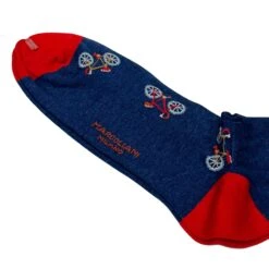 Denim Blue Bike Motif Pima Cotton Mid-Calf Socks - Marcoliani 8 Denim Blue Bike Motif Pima Cotton Mid-Calf Socks - Marcoliani -ETON Store IMG 4984