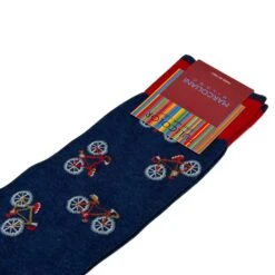Denim Blue Bike Motif Pima Cotton Mid-Calf Socks - Marcoliani 9 Denim Blue Bike Motif Pima Cotton Mid-Calf Socks - Marcoliani -ETON Store IMG 4985