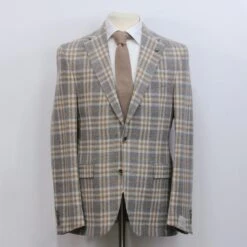 Gray & Camel Check Drago Wool-Cashmere McAllen Contemporary Fit Sport Jacket