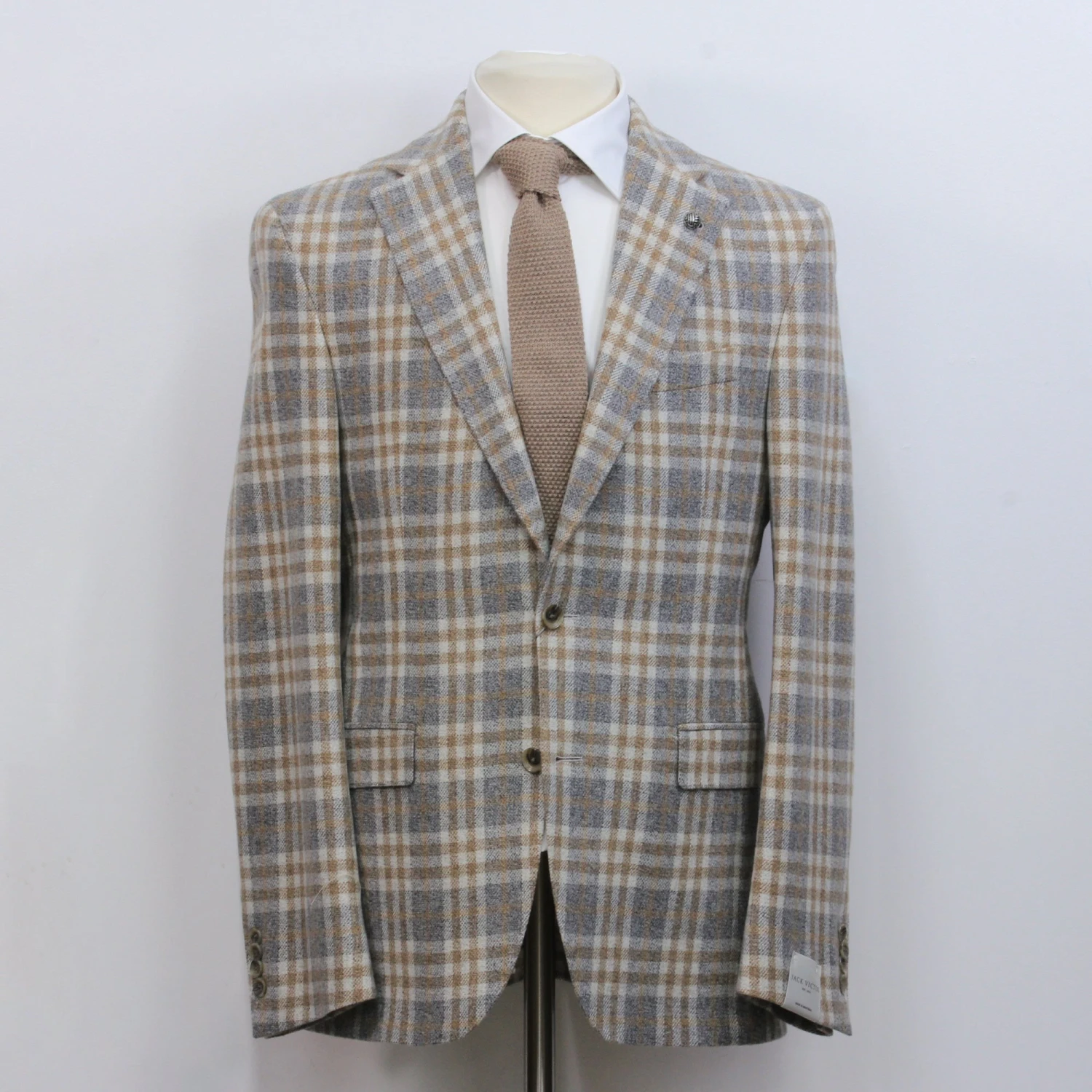 Gray & Camel Check Drago Wool-Cashmere McAllen Contemporary Fit Sport Jacket 3 Gray & Camel Check Drago Wool-Cashmere McAllen Contemporary Fit Sport Jacket