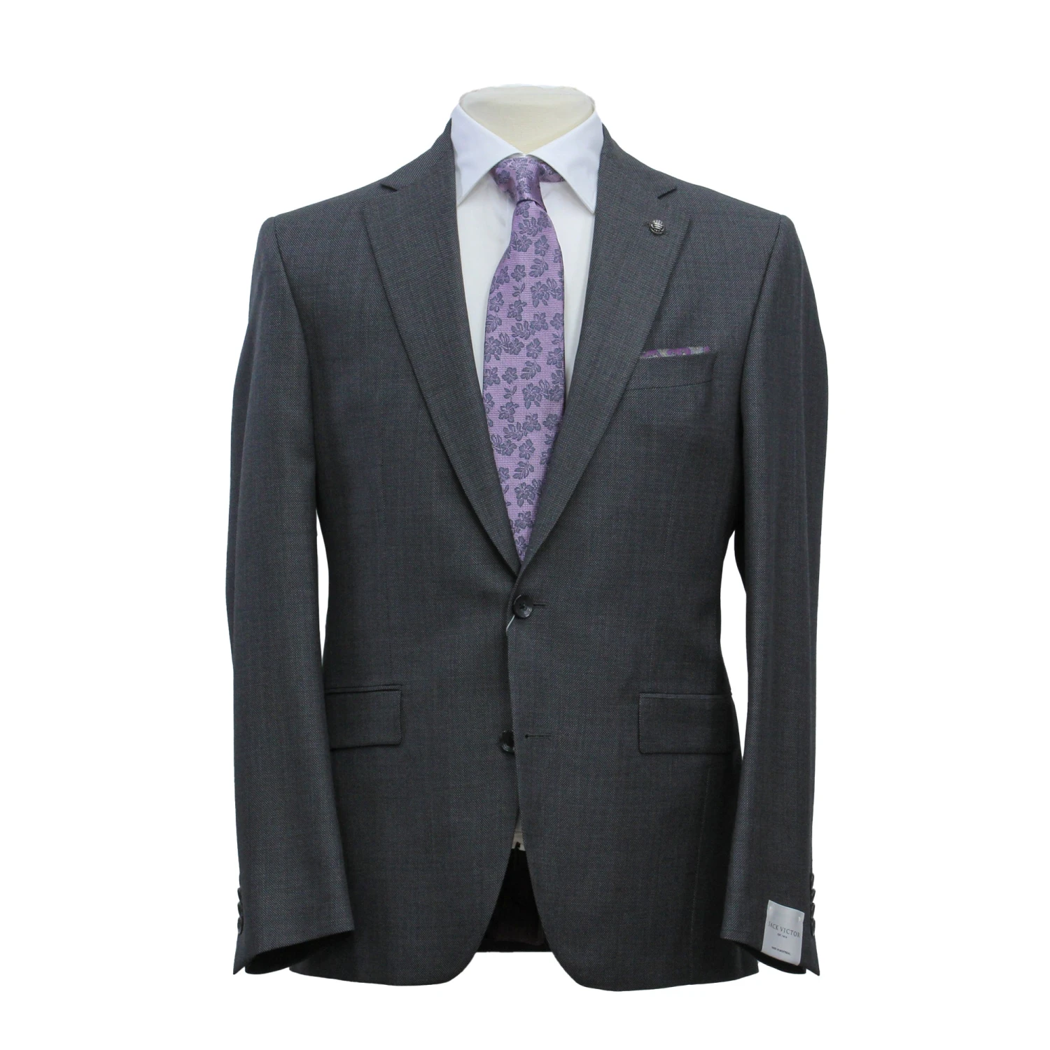 Mid Gray Semi-Solid Nailhead Esprit Modern Fit Wool Suit - Jack Victor 3 Mid Gray Semi-Solid Nailhead Esprit Modern Fit Wool Suit - Jack Victor
