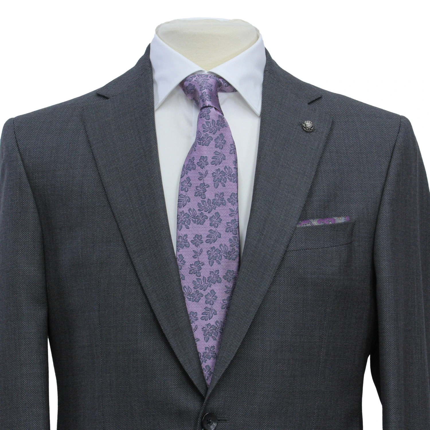 Mid Gray Semi-Solid Nailhead Esprit Modern Fit Wool Suit - Jack Victor 4 Mid Gray Semi-Solid Nailhead Esprit Modern Fit Wool Suit - Jack Victor - Image 2