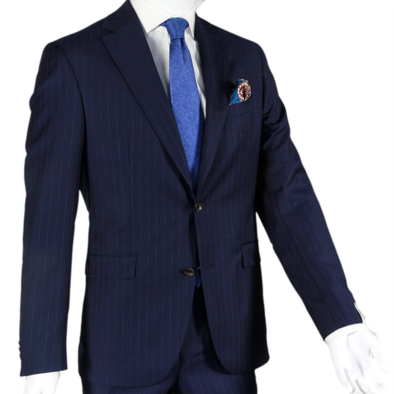 Royal Blue Pin-Stripe Urban Slim Fit Sartorial Suit 8 Royal Blue Pin-Stripe Urban Slim Fit Sartorial Suit - Image 6