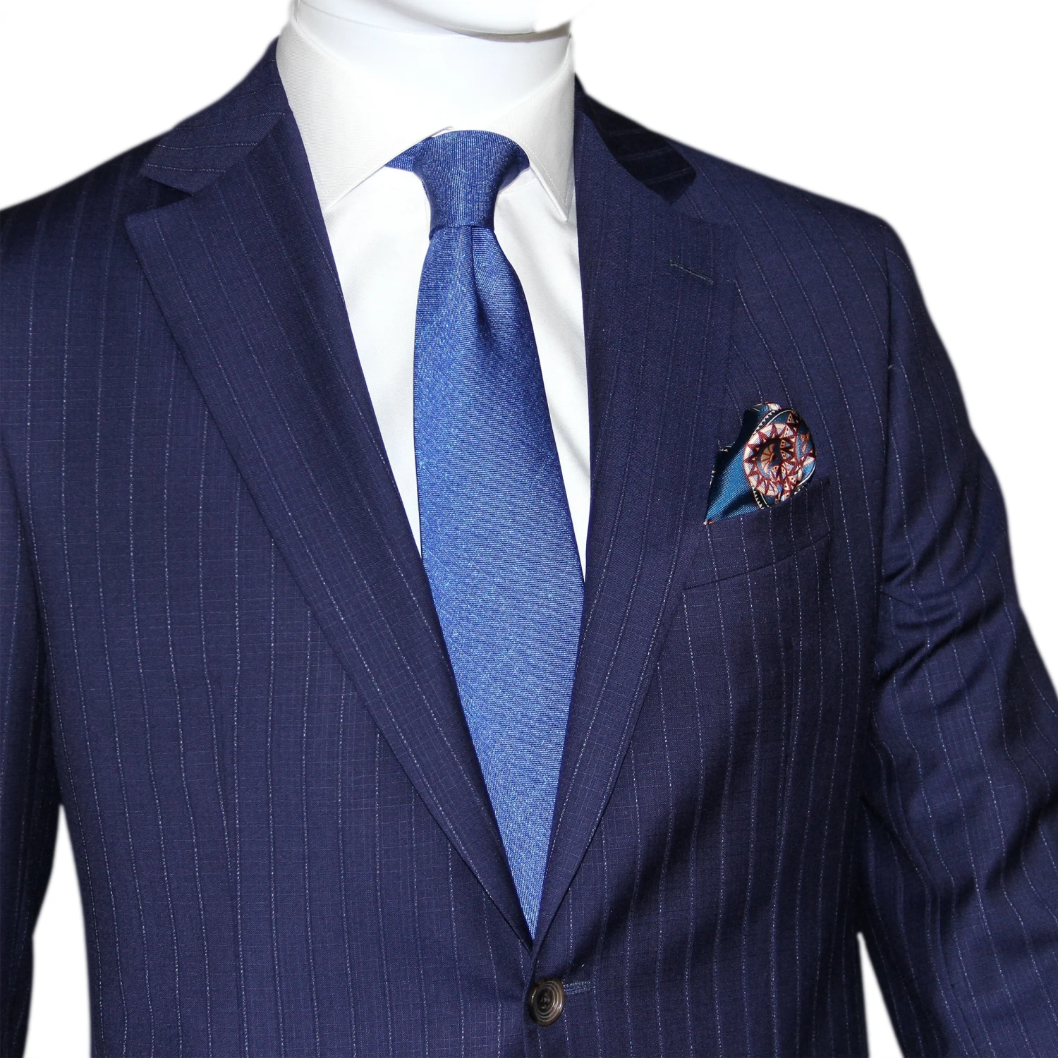 Royal Blue Pin-Stripe Urban Slim Fit Sartorial Suit 4 Royal Blue Pin-Stripe Urban Slim Fit Sartorial Suit - Image 2