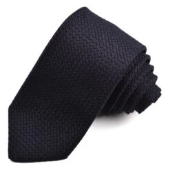 Navy Blue Silk Grenadine Tie - DION