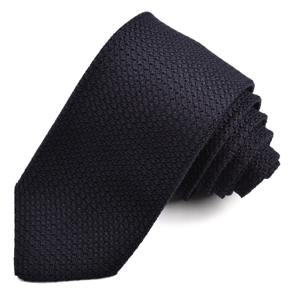 Navy Blue Silk Grenadine Tie - DION 3 Navy Blue Silk Grenadine Tie - DION